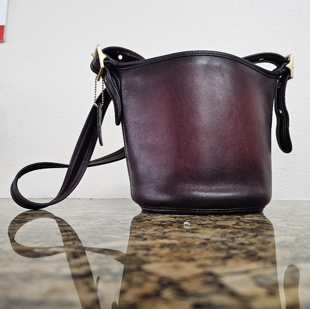 Recycled Riot Vintage Coach Maggie dyed in luscious warm red and purple patina - Picture 6 of 16